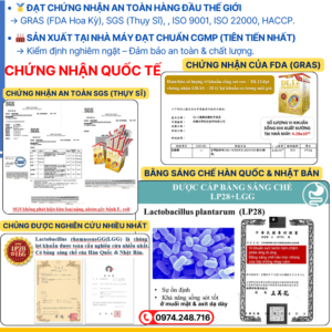 Bằng sáng chế và chứng nhận quốc tế của men vi sinh Lợi Khuẩn DL12