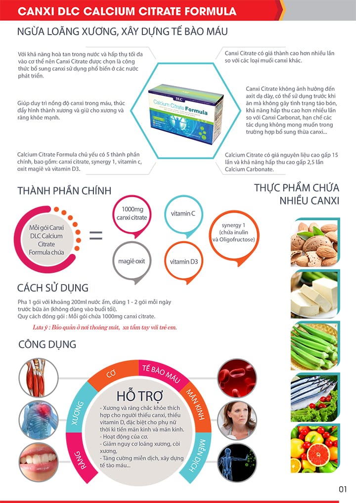 Canxi Citrate hỗ trợ xương khớp DLC