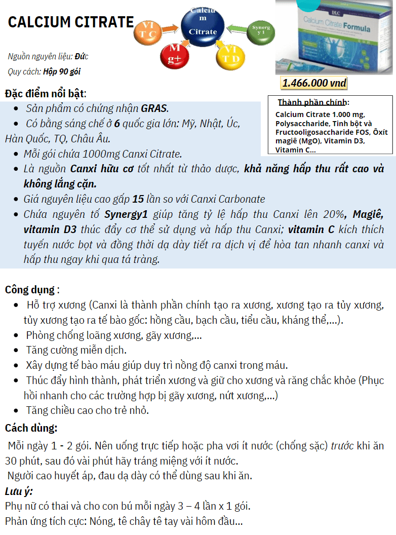 Canxi Citrate hữu cơ DLC