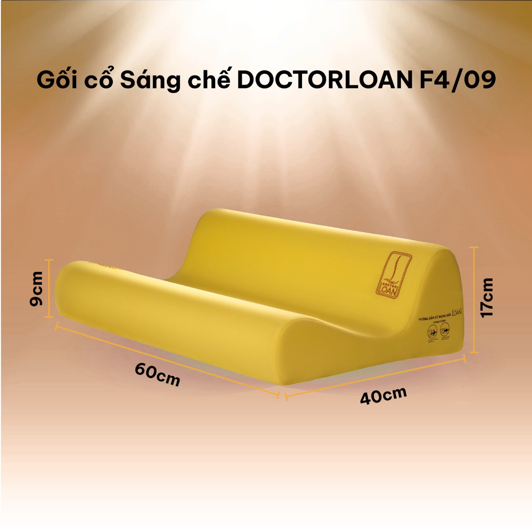 Kích thước gối cổ sáng chế DOCTORLOAN F4: 60 x 9–17 x 40 cm