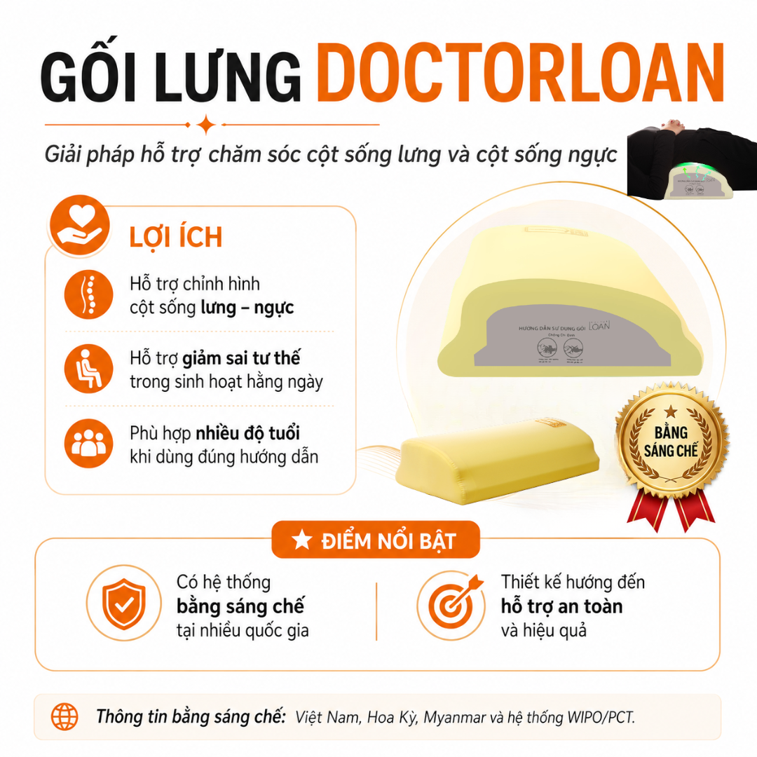 Gối lưng sáng chế DoctorLoan F3 hỗ trợ điểm đỡ vùng lưng