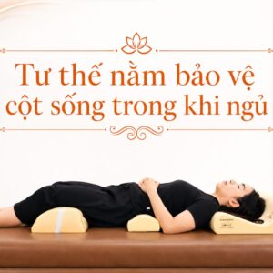 Minh họa nằm bảo vệ cột sống cổ với gối cổ sáng chế DoctorLoan F6
