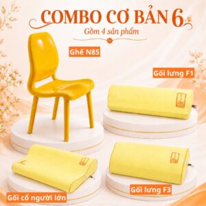 Combo cơ bản 6 DoctorLoan – ghế N85, gối cổ AU/N, 2 gối lưng F1 F3