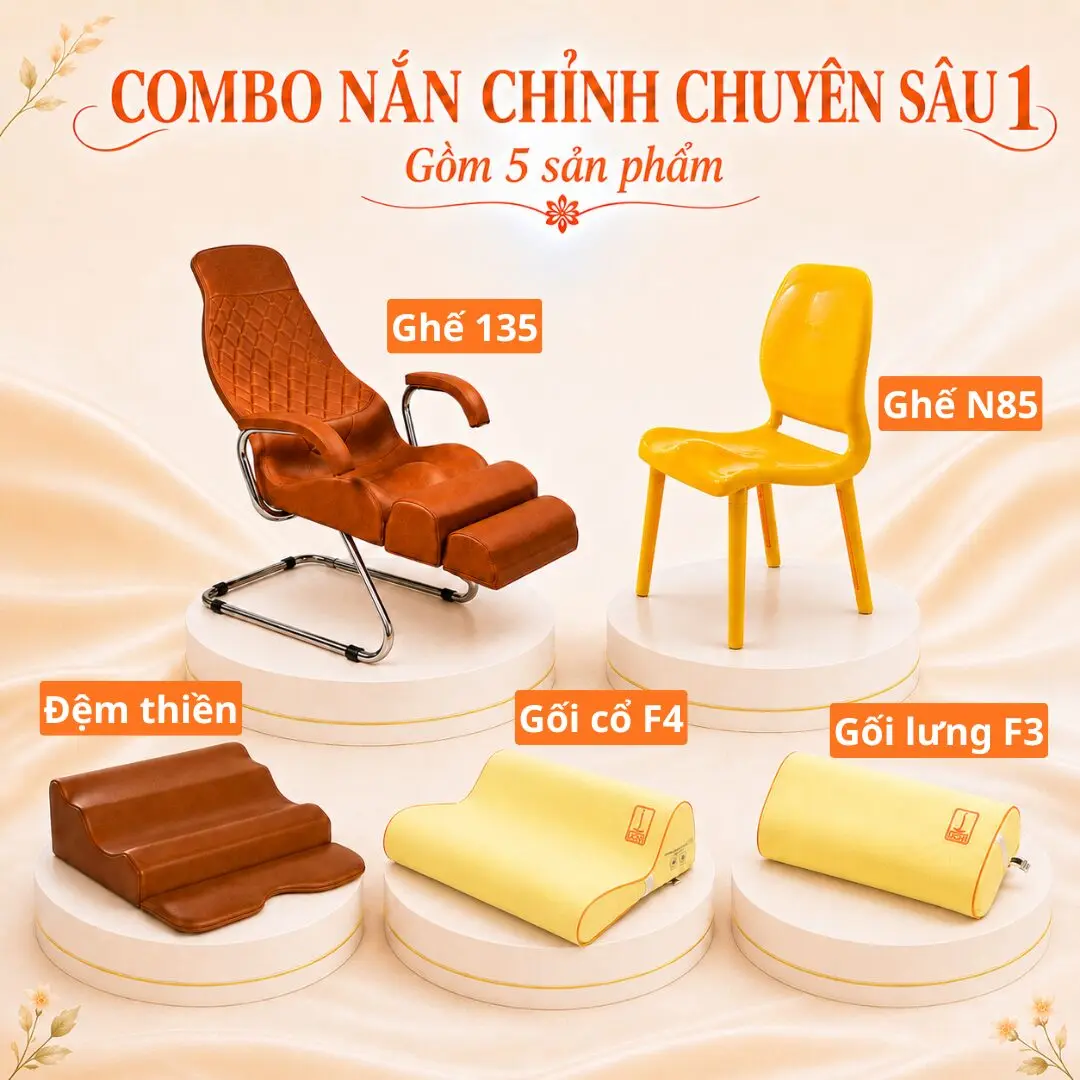 Combo điều chỉnh chuyên sâu 1 DoctorLoan – ghế 135, gối F3 F4, đệm thiền